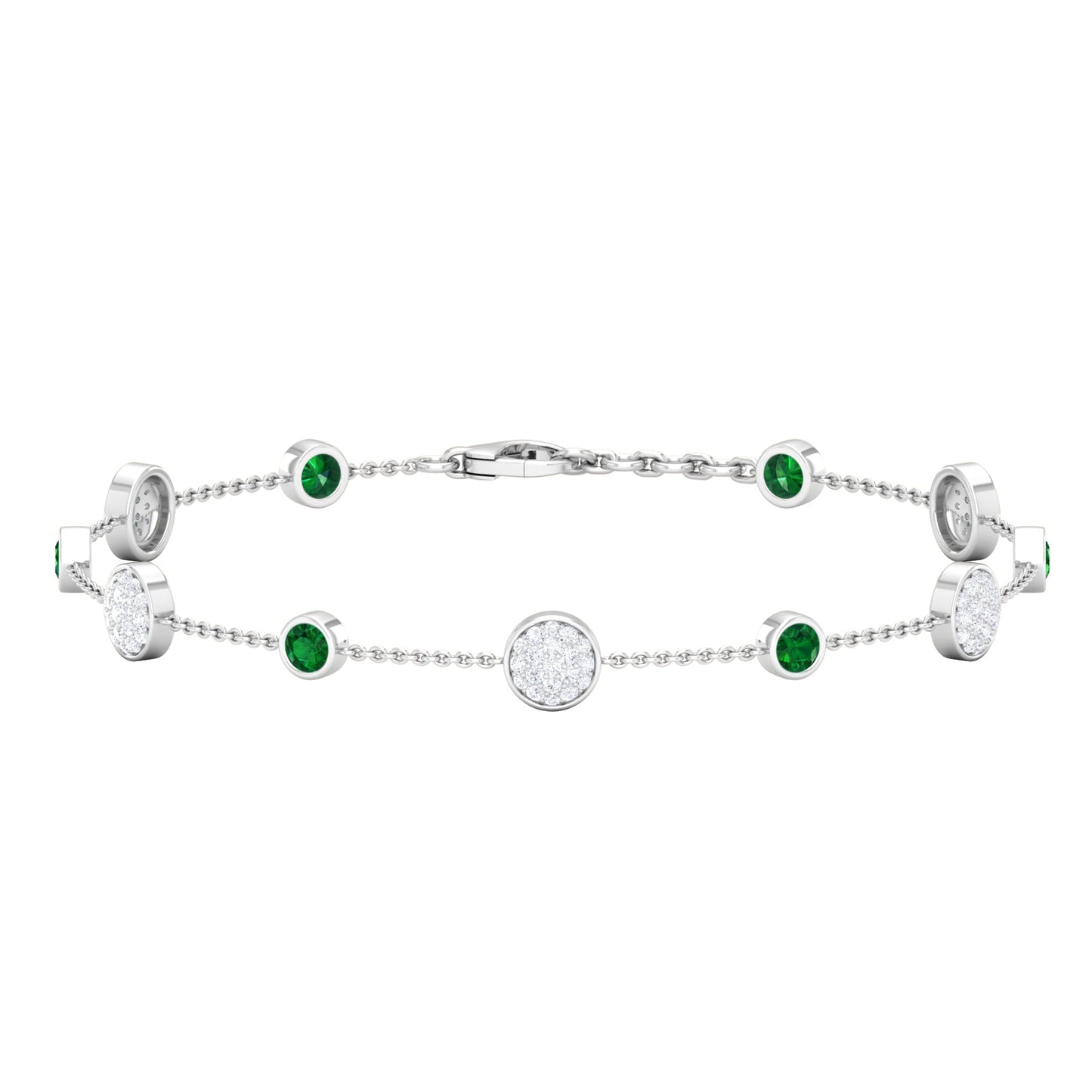 Genuine Emerald and Diamond Station Bracelet with Certificate