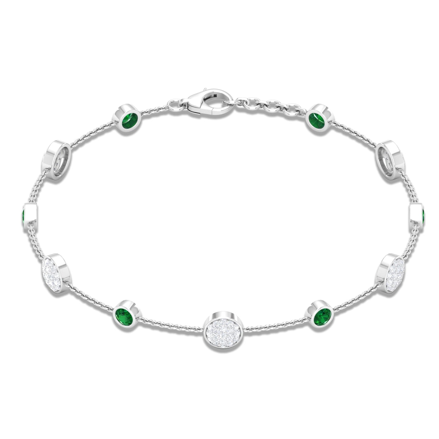 Genuine Emerald and Diamond Station Bracelet with Certificate