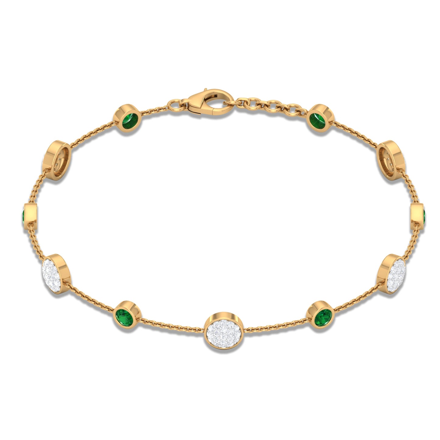 Genuine Emerald and Diamond Station Bracelet with Certificate
