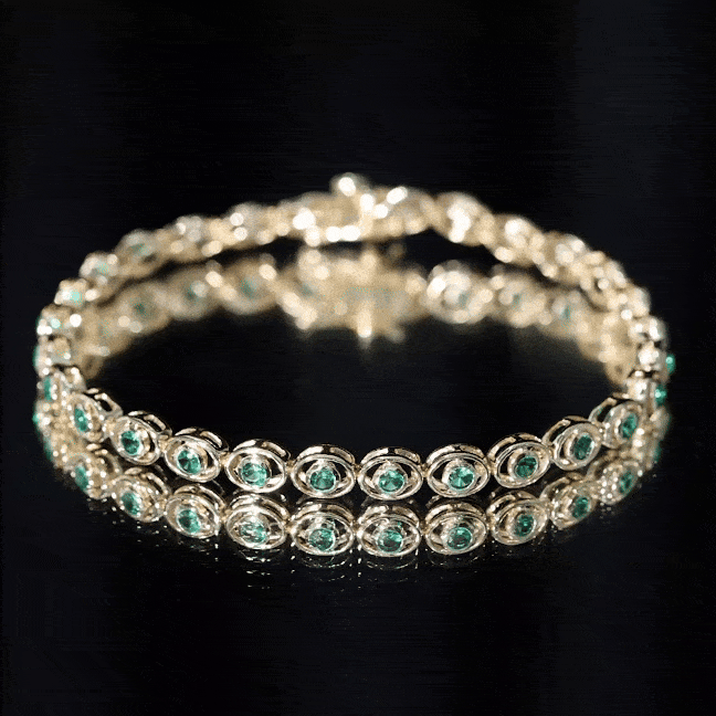 Lab Created Emerald Tennis Bracelet in Bezel Setting