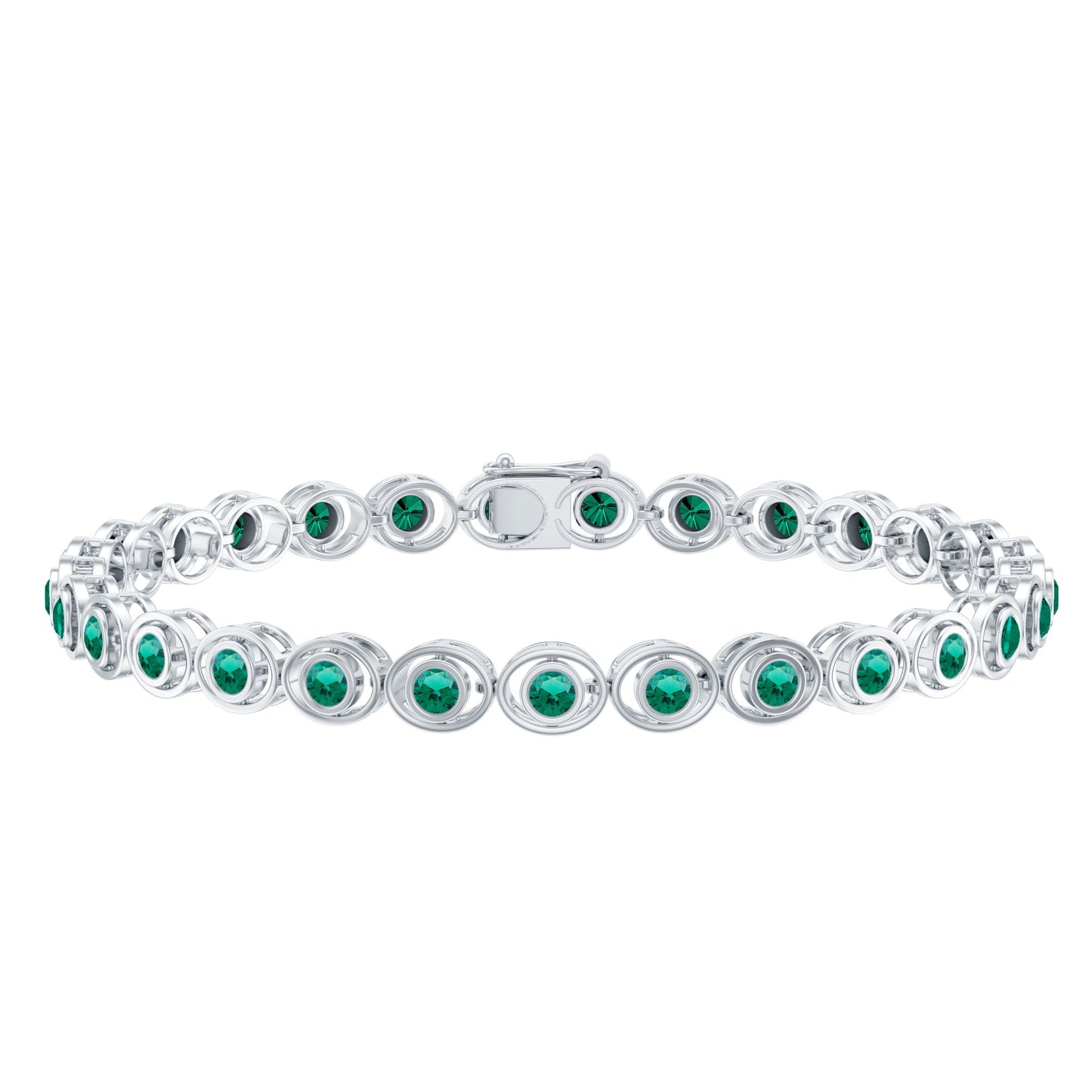 Lab Created Emerald Tennis Bracelet in Bezel Setting