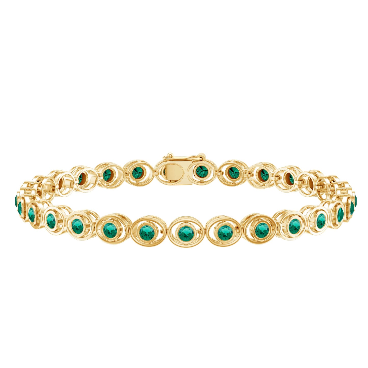 Lab Created Emerald Tennis Bracelet in Bezel Setting