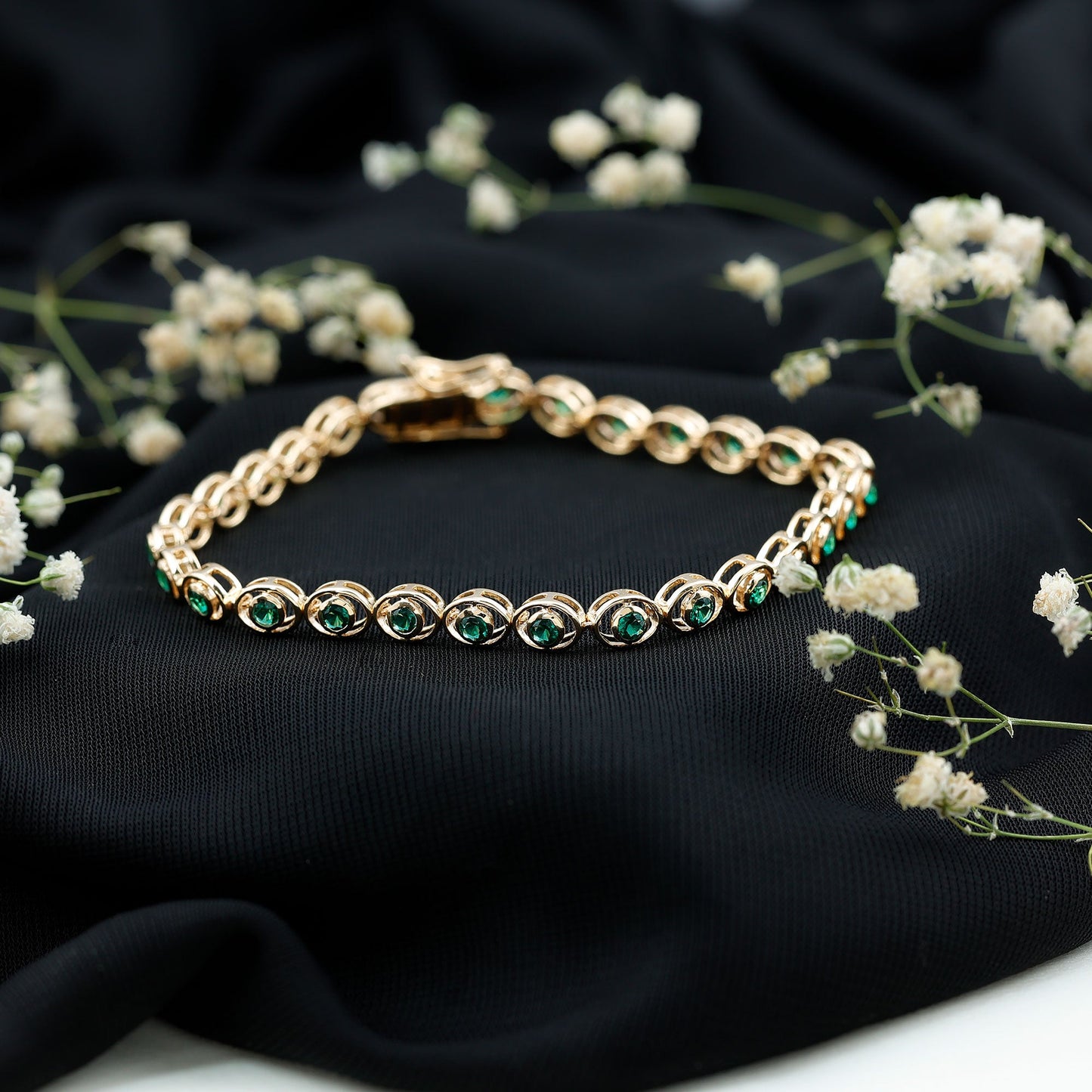 Lab Created Emerald Tennis Bracelet in Bezel Setting