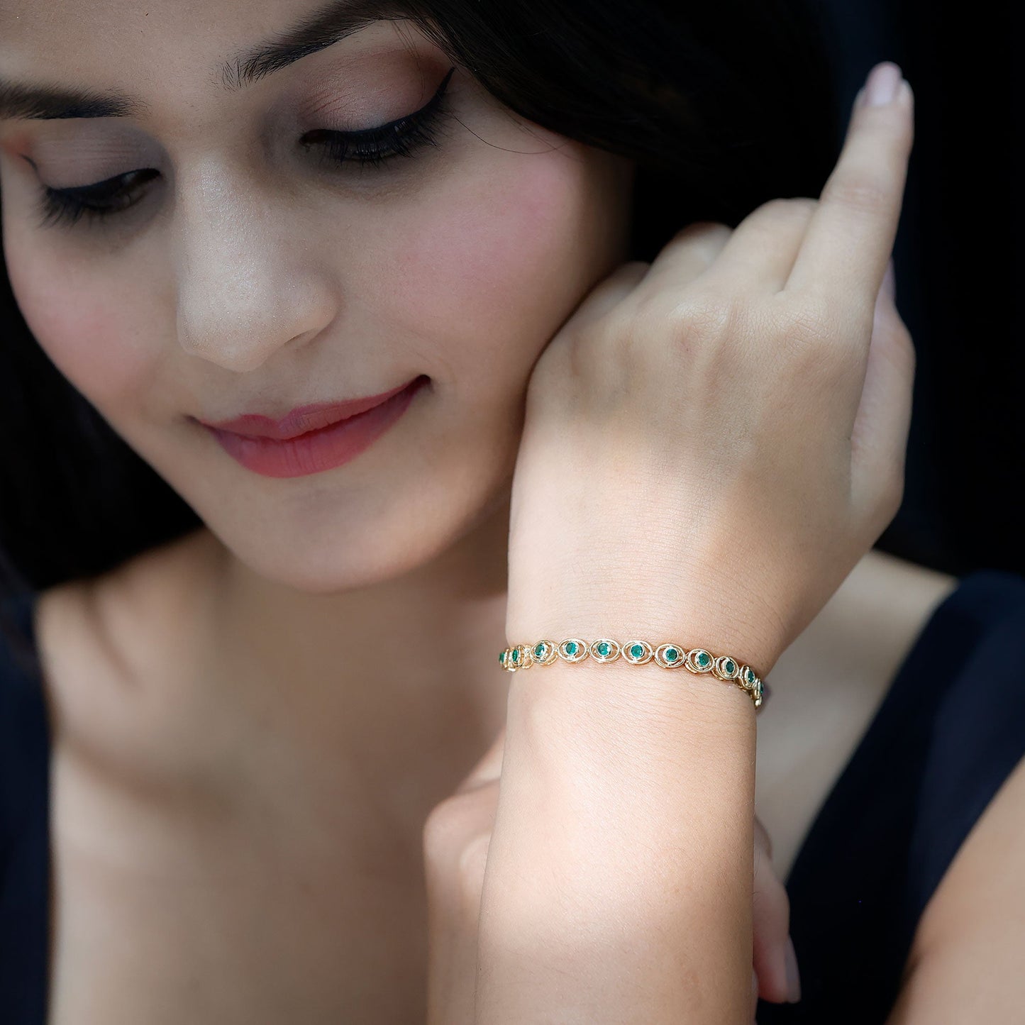 Lab Created Emerald Tennis Bracelet in Bezel Setting