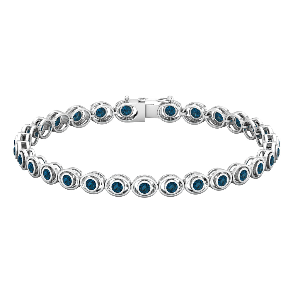 Bezel Set London Blue Topaz Tennis Bracelet for Women