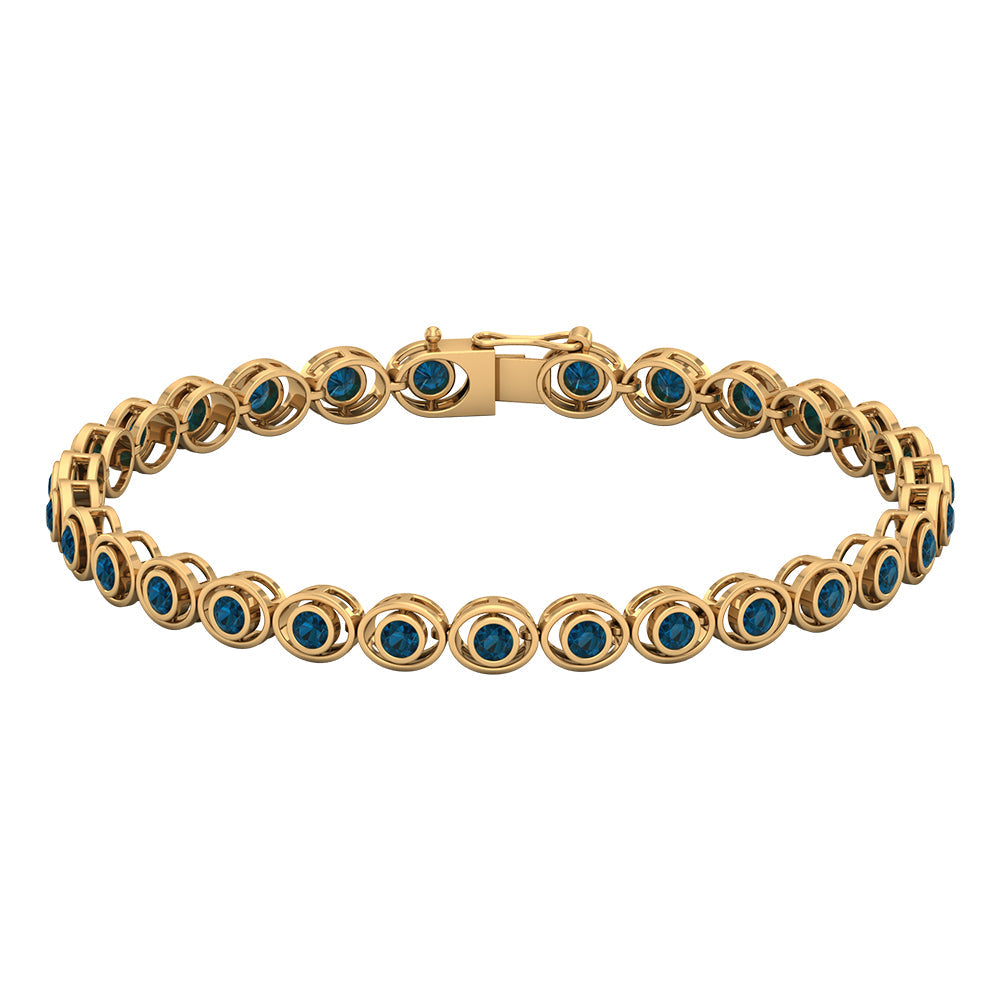 Bezel Set London Blue Topaz Tennis Bracelet for Women