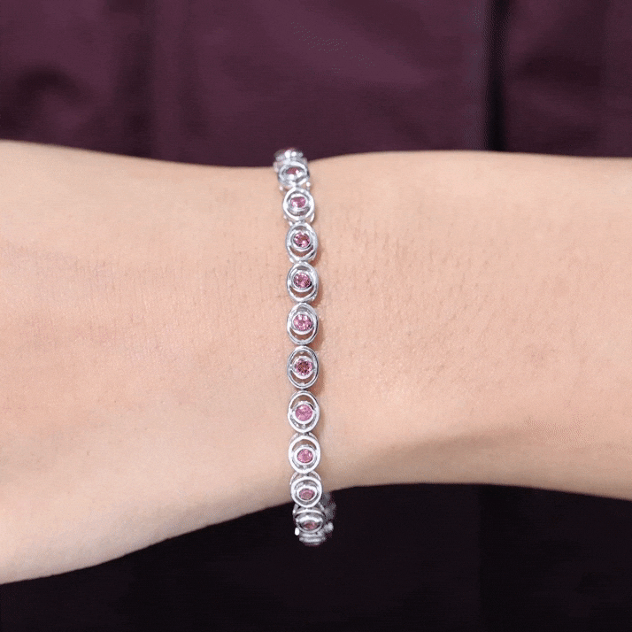 Bezel Set Natural Pink Tourmaline Tennis Bracelet for Women