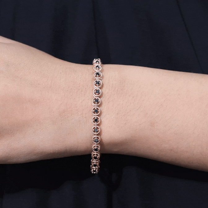 Certified Lab Grown Black Diamond Tennis Bracelet with Rope Frame