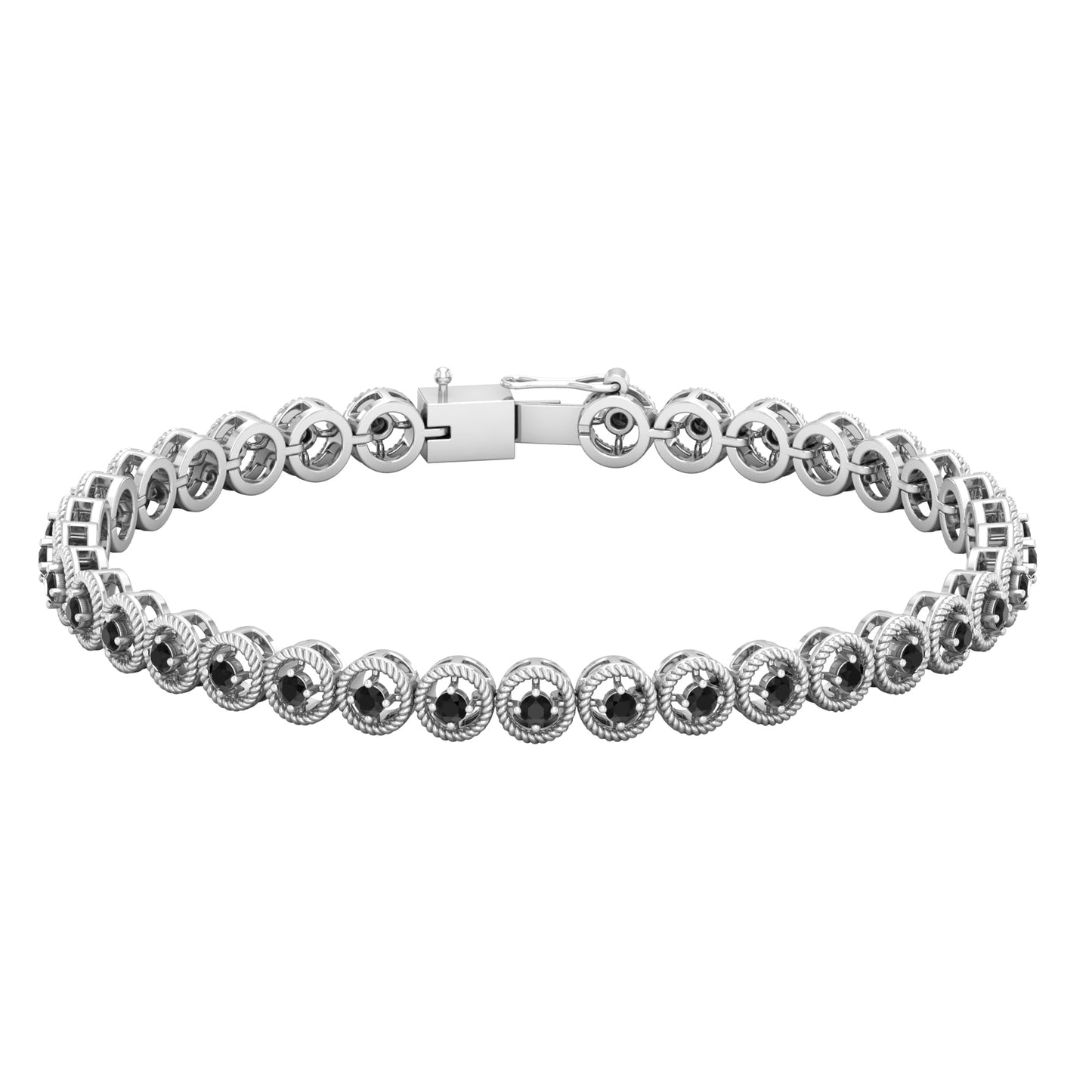 Certified Lab Grown Black Diamond Tennis Bracelet with Rope Frame