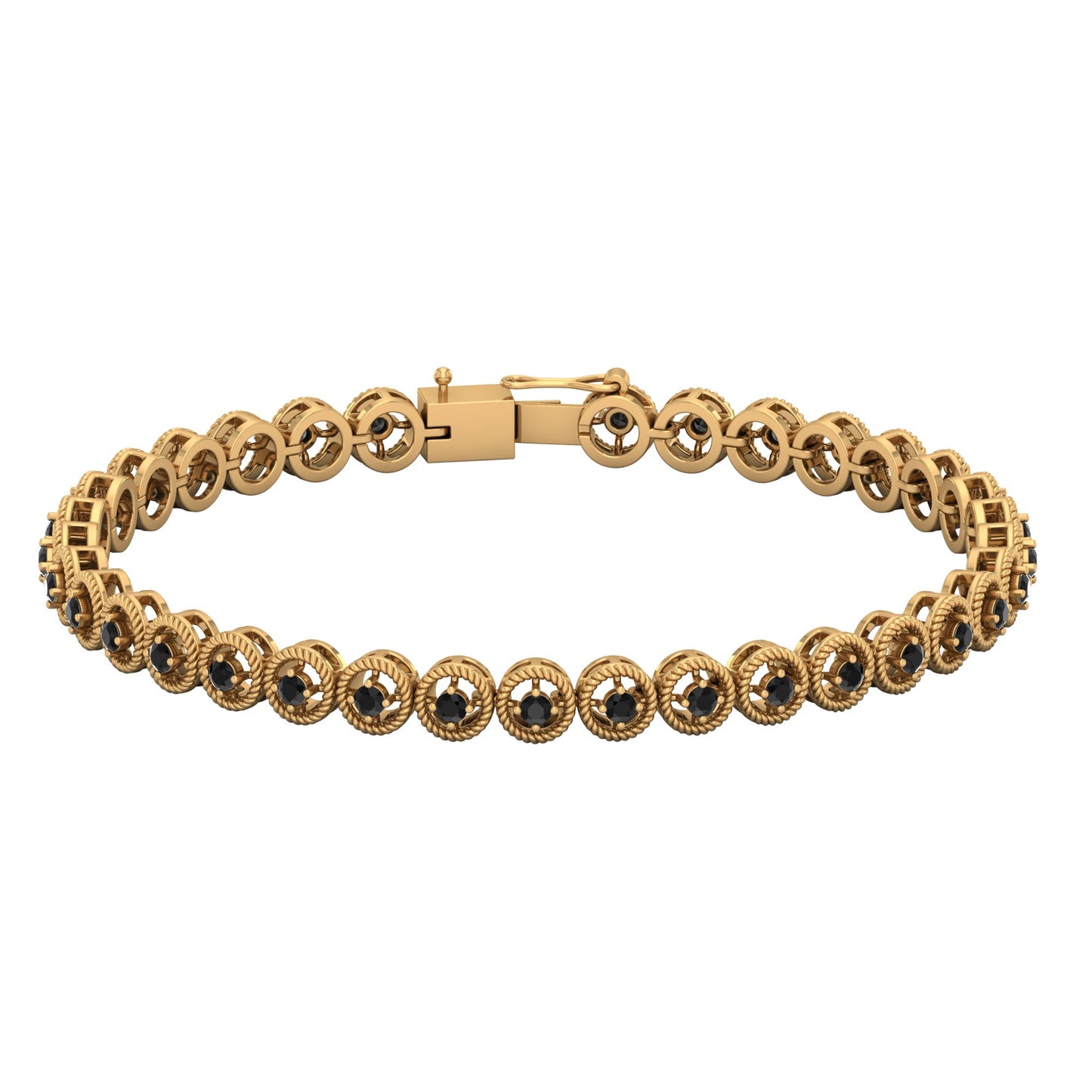 Certified Lab Grown Black Diamond Tennis Bracelet with Rope Frame