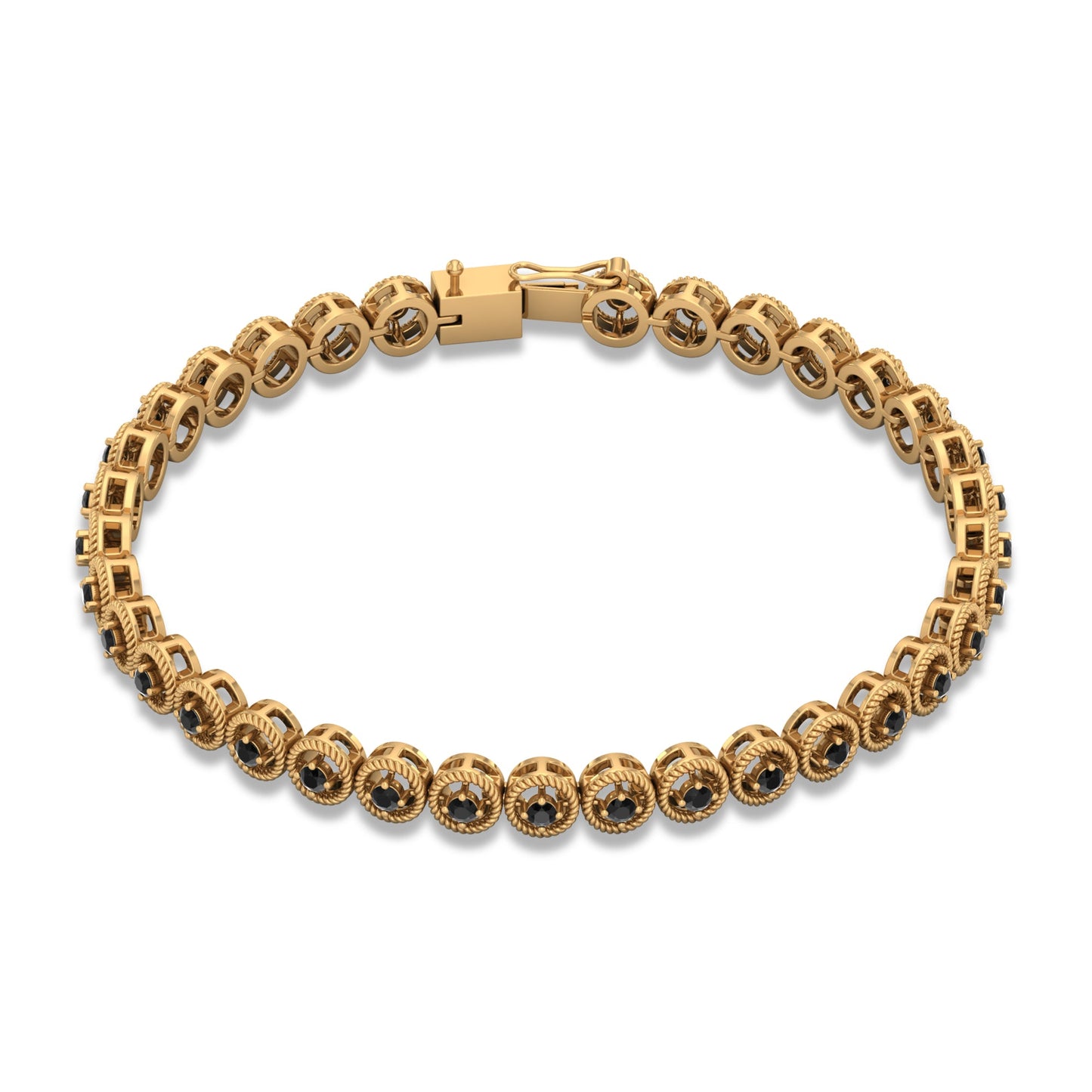 Certified Lab Grown Black Diamond Tennis Bracelet with Rope Frame