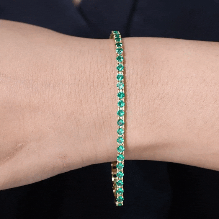 Certified Lab Grown Emerald Tennis Bracelet For Wedding