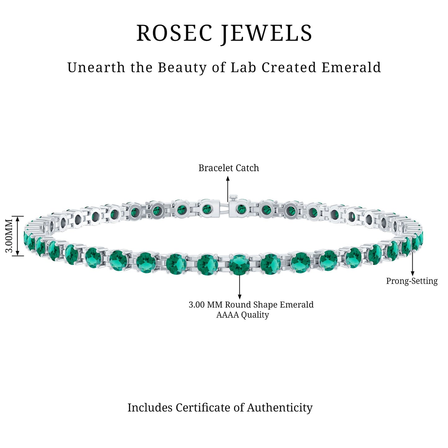 Certified Lab Grown Emerald Tennis Bracelet For Wedding