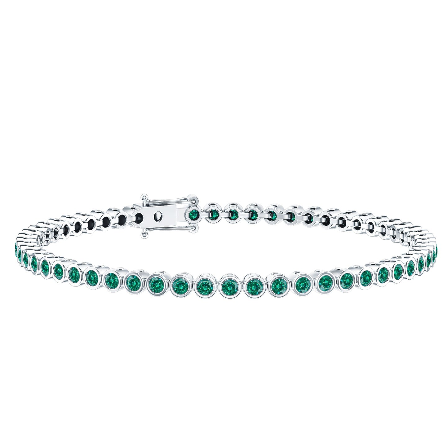 Bezel Set Lab Created Emerald Tennis Bracelet for Women