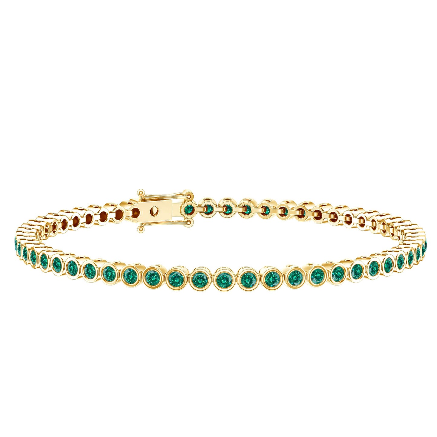 Bezel Set Lab Created Emerald Tennis Bracelet for Women