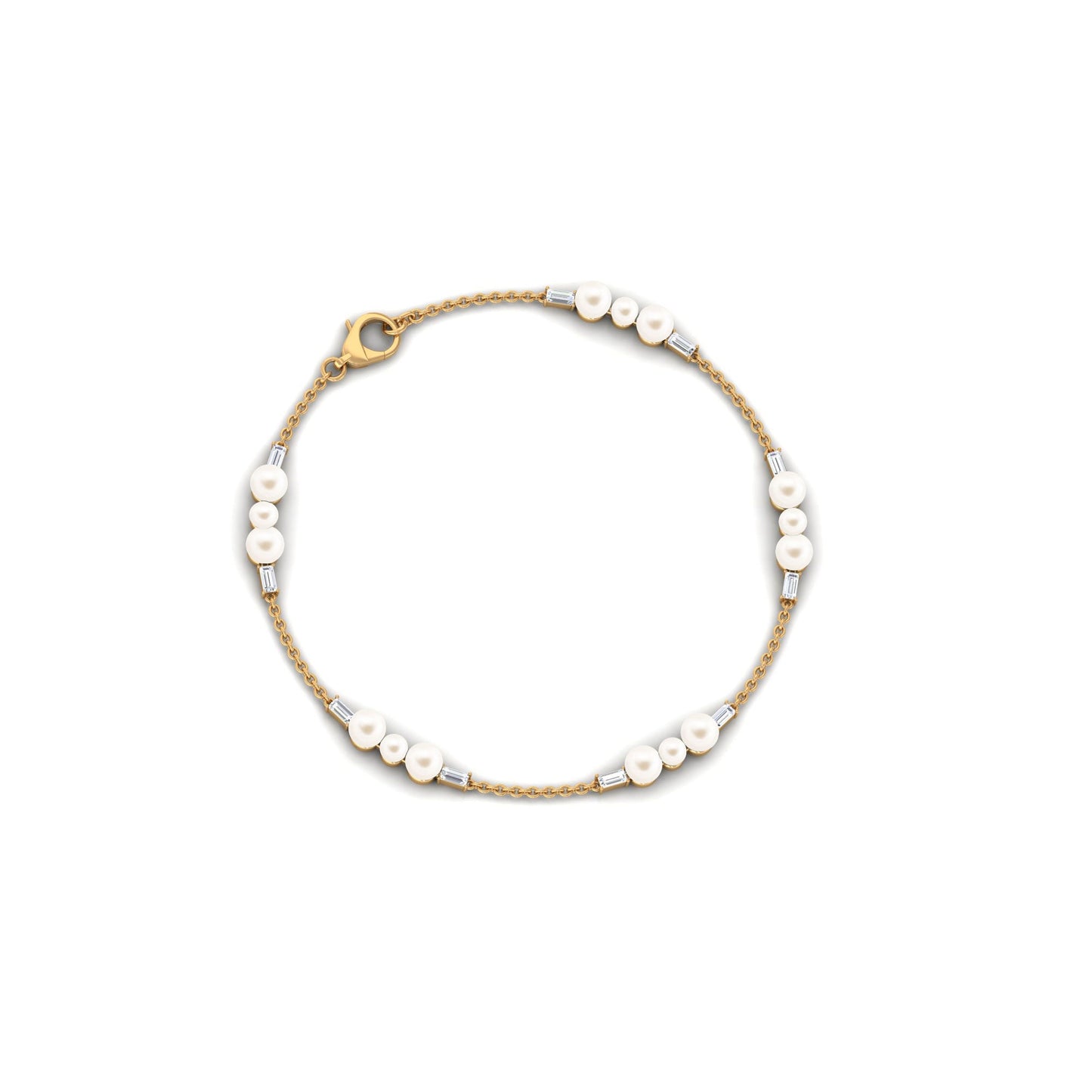 Certified Freshwater Pearl Station Bracelet with Moissanite