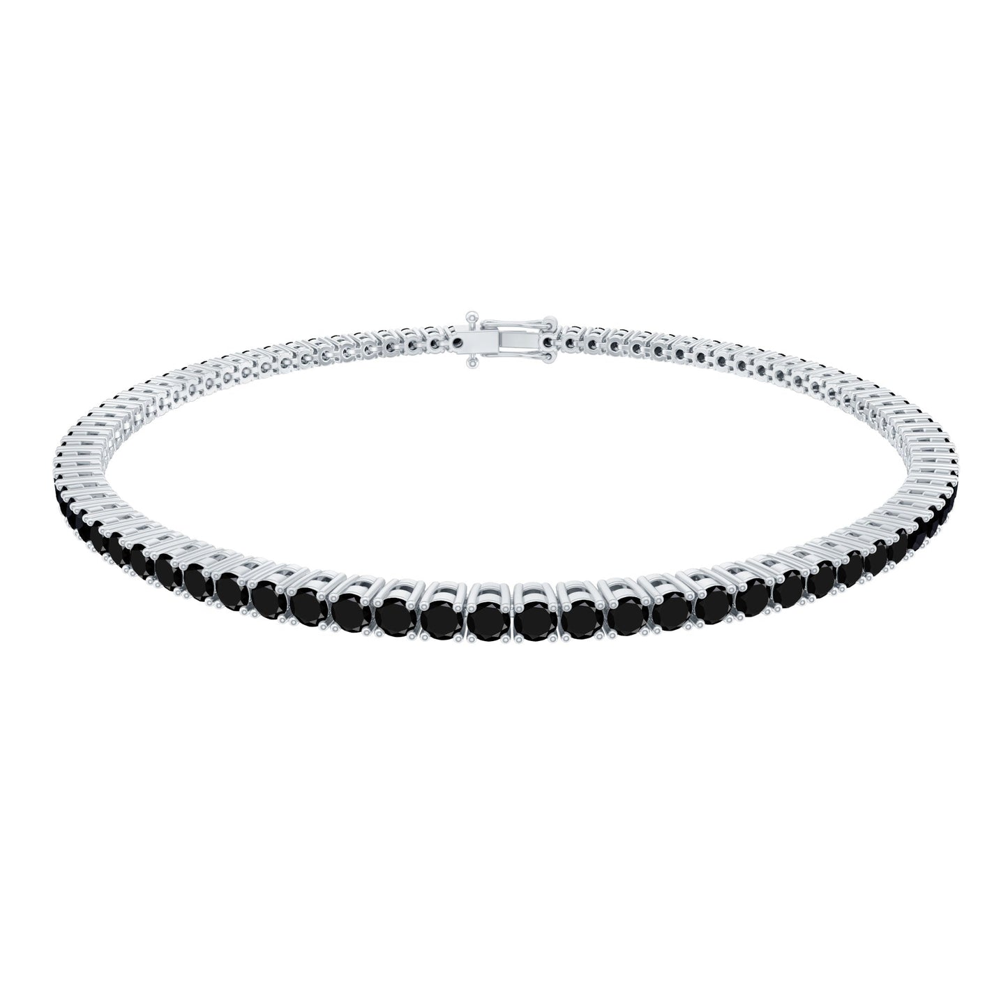 Certified Round Cut Lab Grown Black Diamond Tennis Bracelet