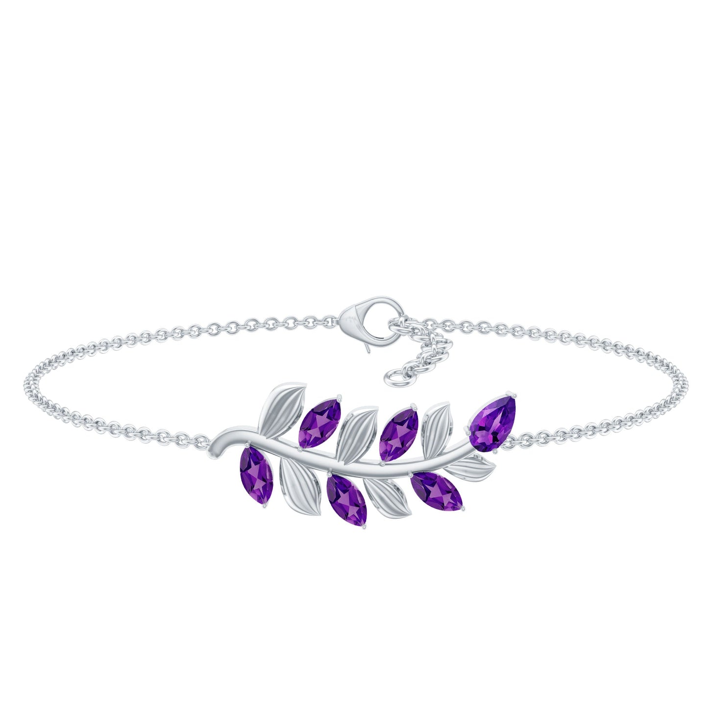 Natural Amethyst Leaf Bracelet with Certificate