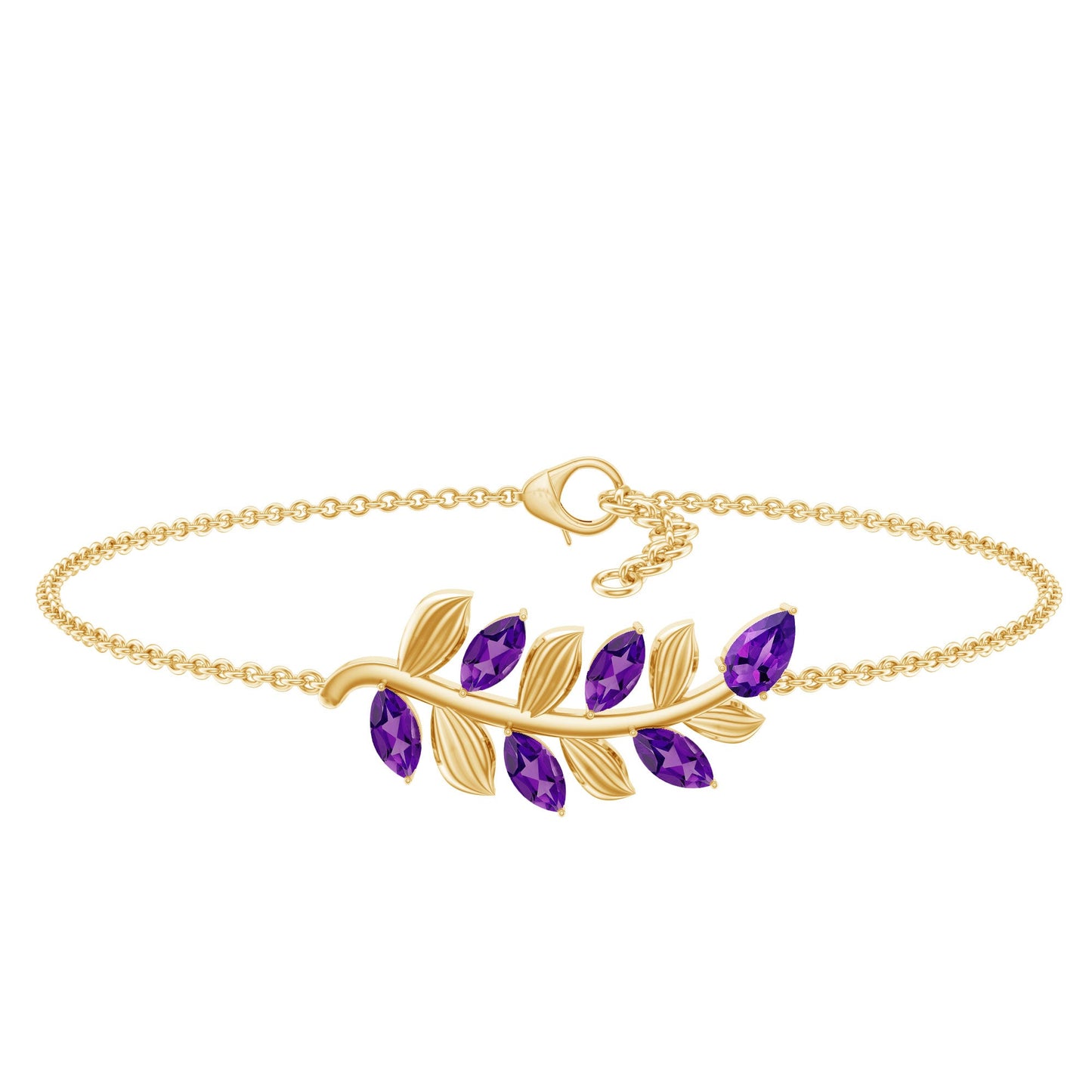 Natural Amethyst Leaf Bracelet with Certificate