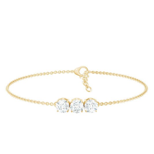 Three Stone Moissanite Chain Bracelet