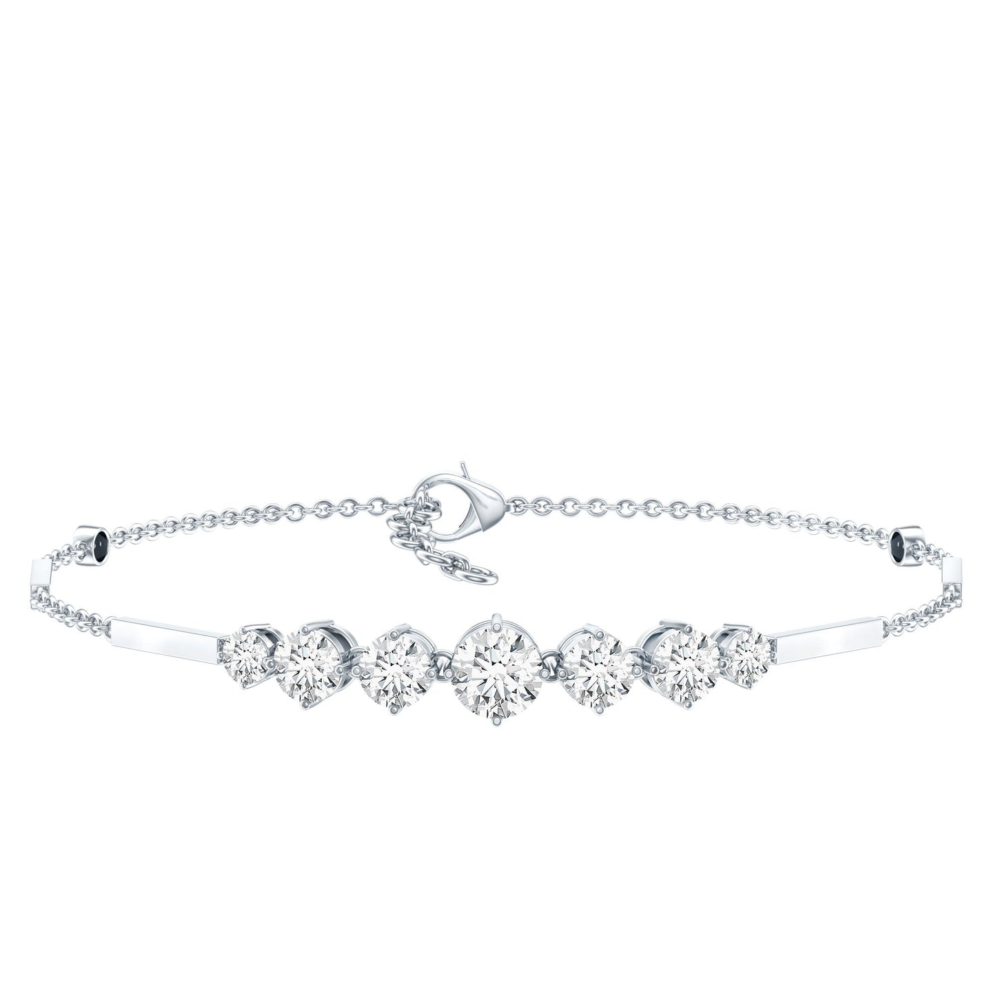 Round Moissanite Link Chain Bracelet for Women