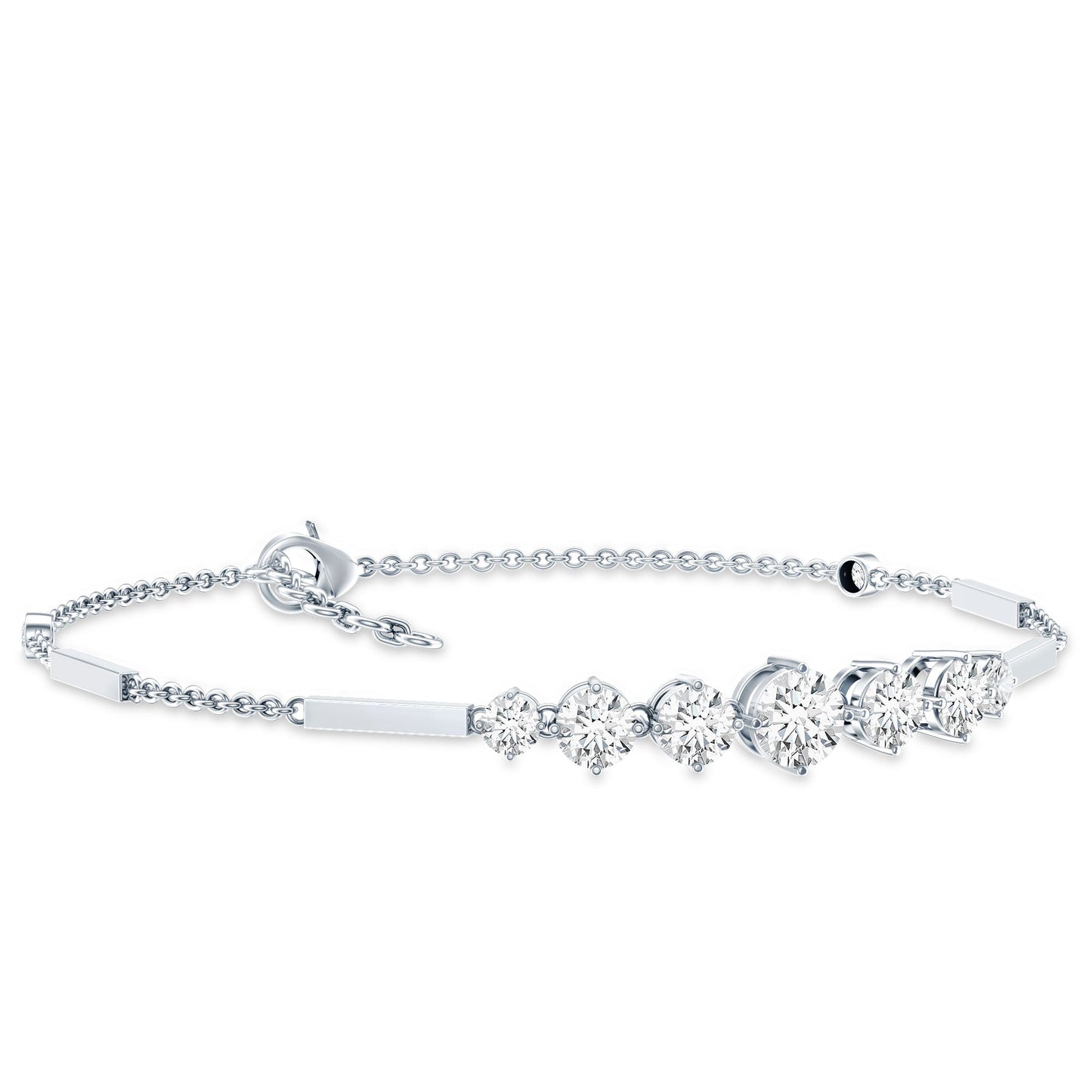 Round Moissanite Link Chain Bracelet for Women