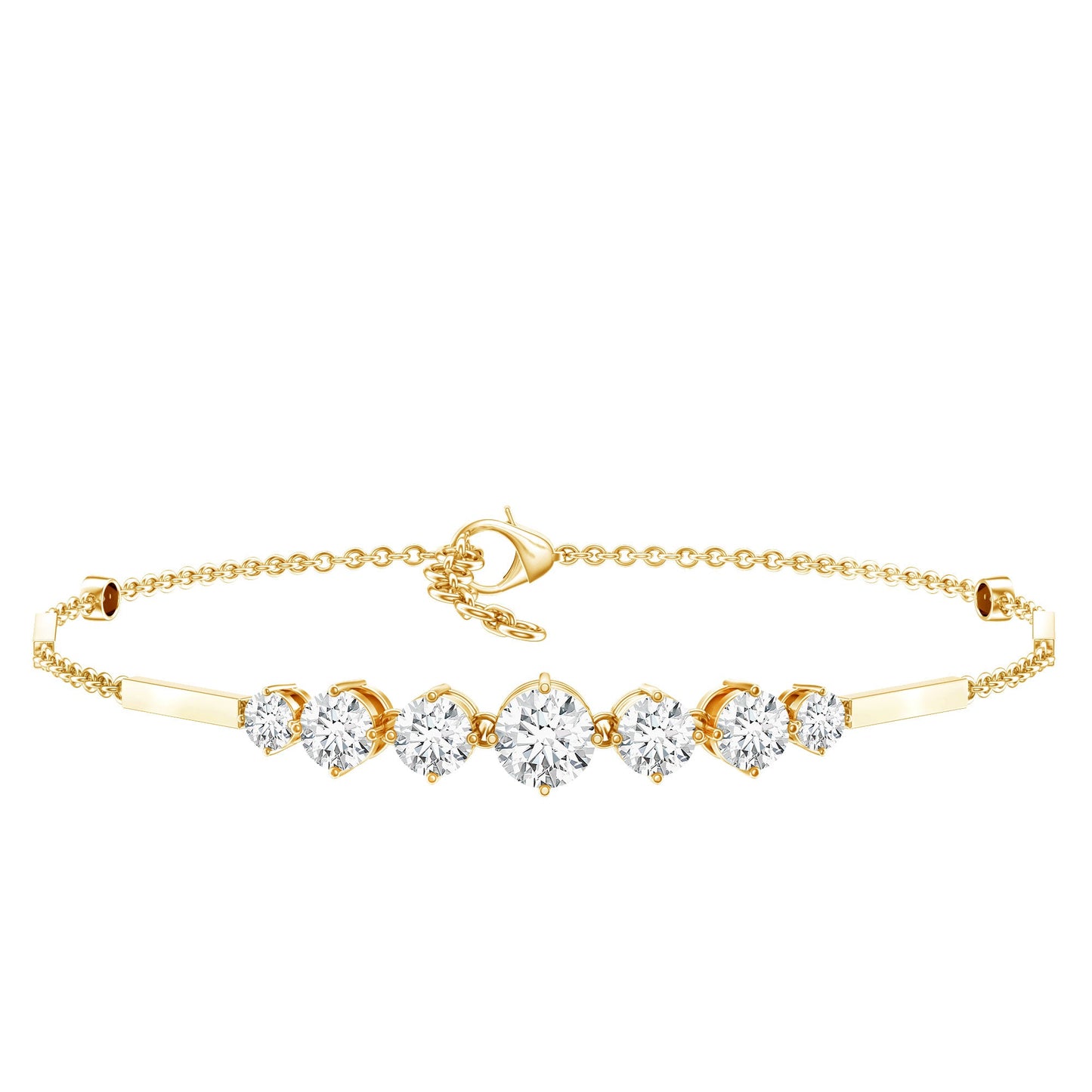 Round Moissanite Link Chain Bracelet for Women