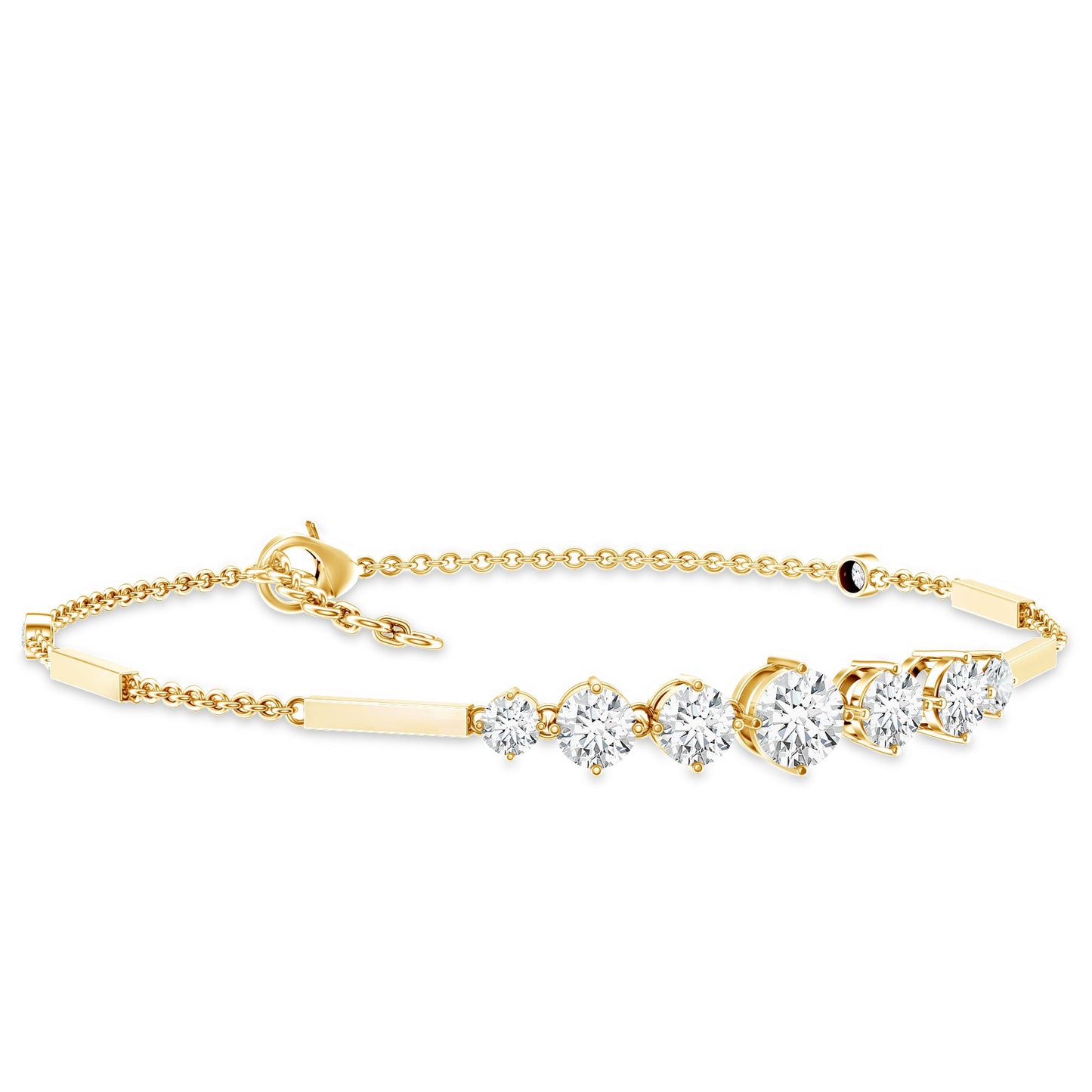 Round Moissanite Link Chain Bracelet for Women