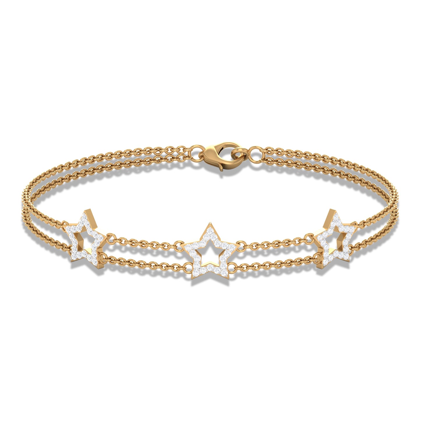 Certified Diamond Star Double Chain Bracelet