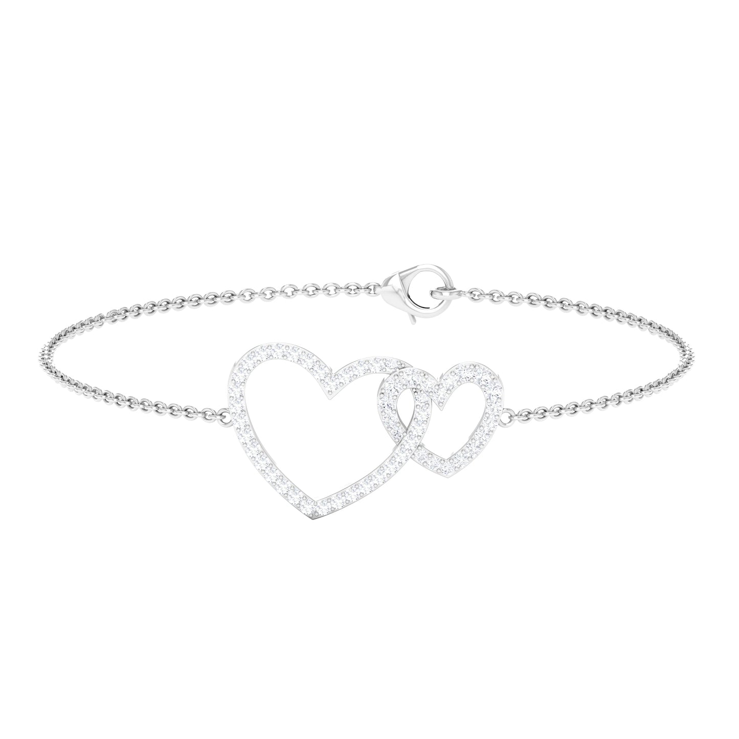 Natural Diamond Two Heart Bracelet for Women