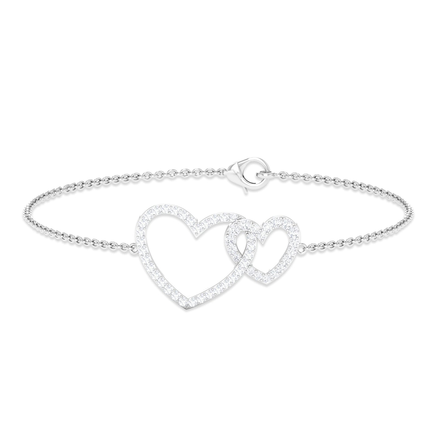 Natural Diamond Two Heart Bracelet for Women