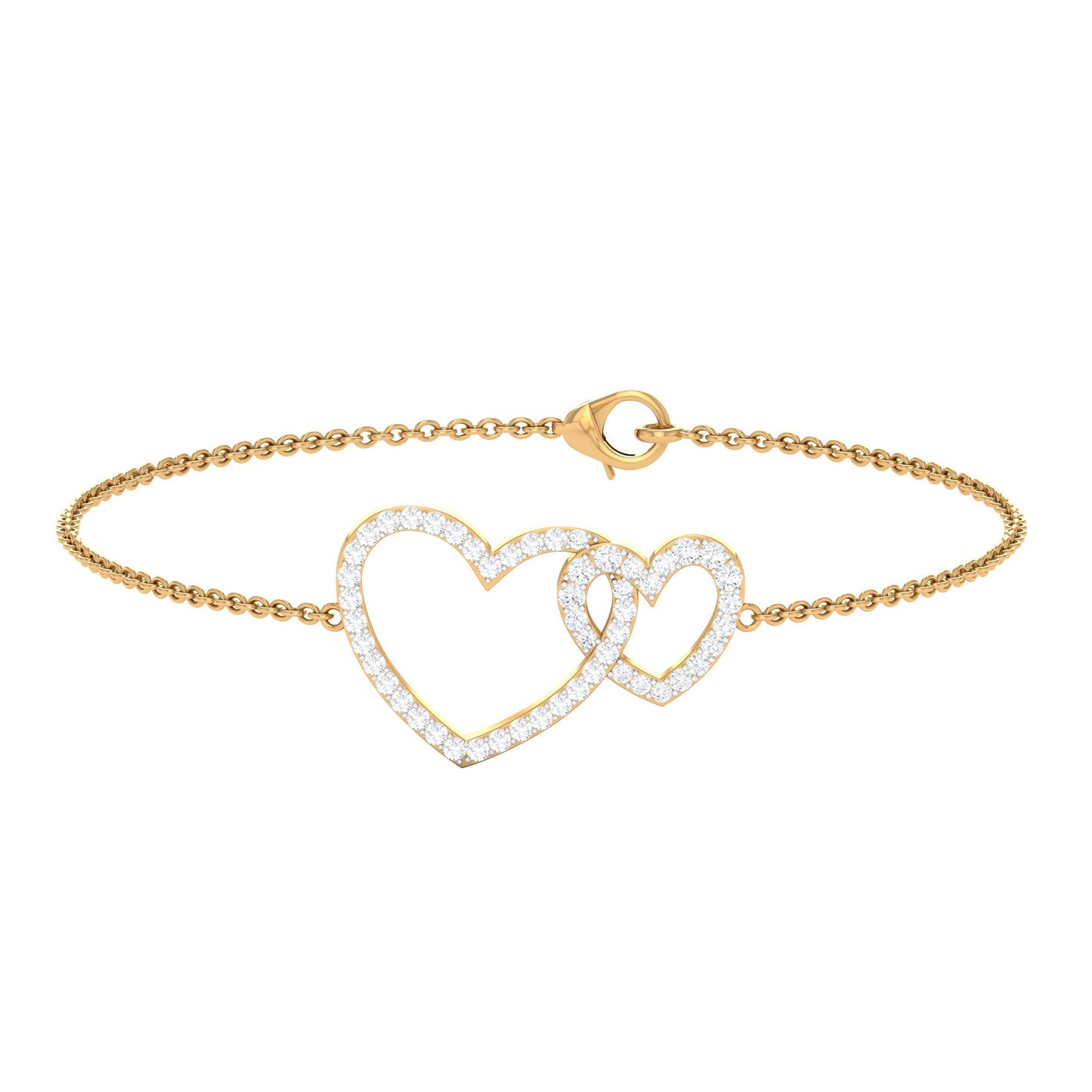Natural Diamond Two Heart Bracelet for Women