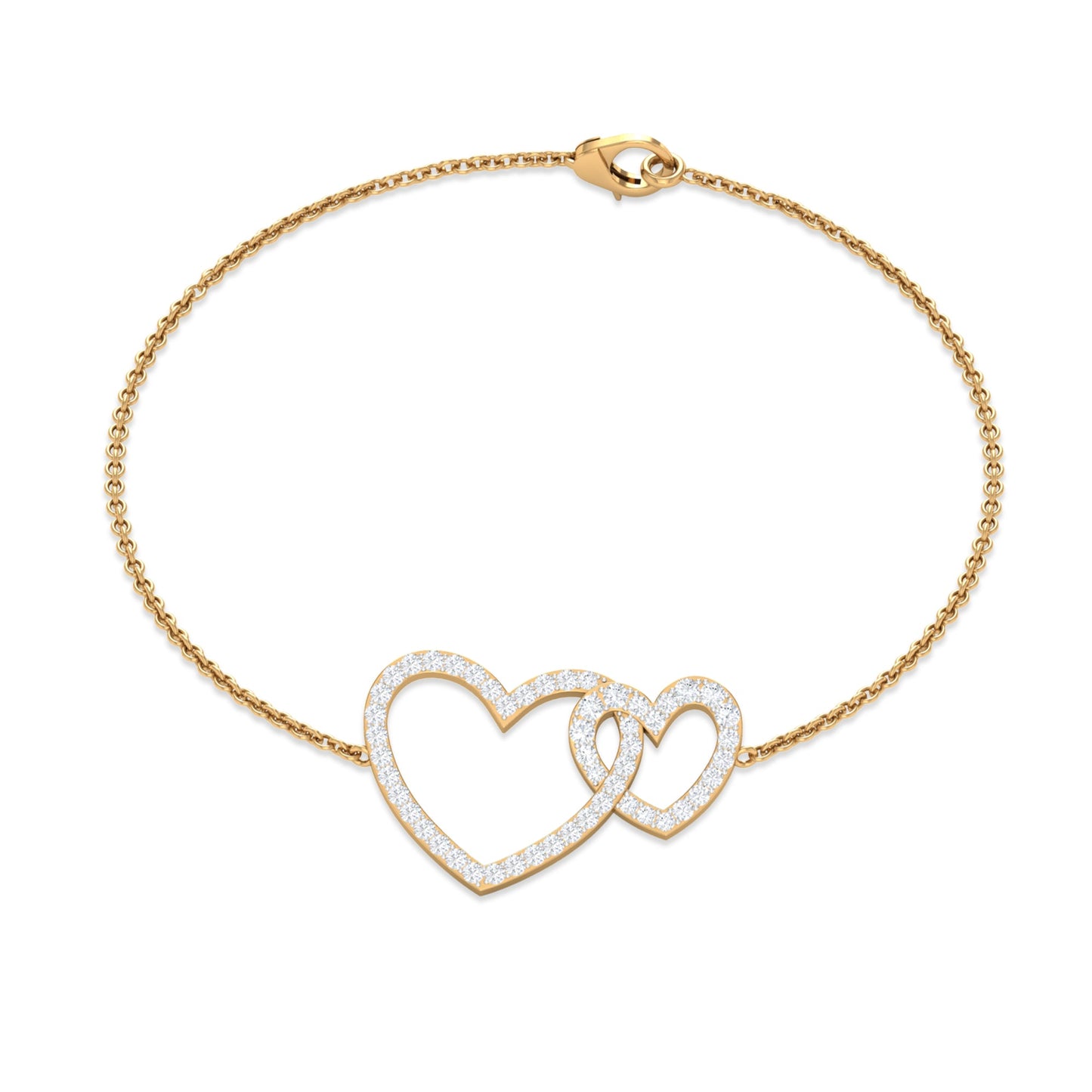 Natural Diamond Two Heart Bracelet for Women