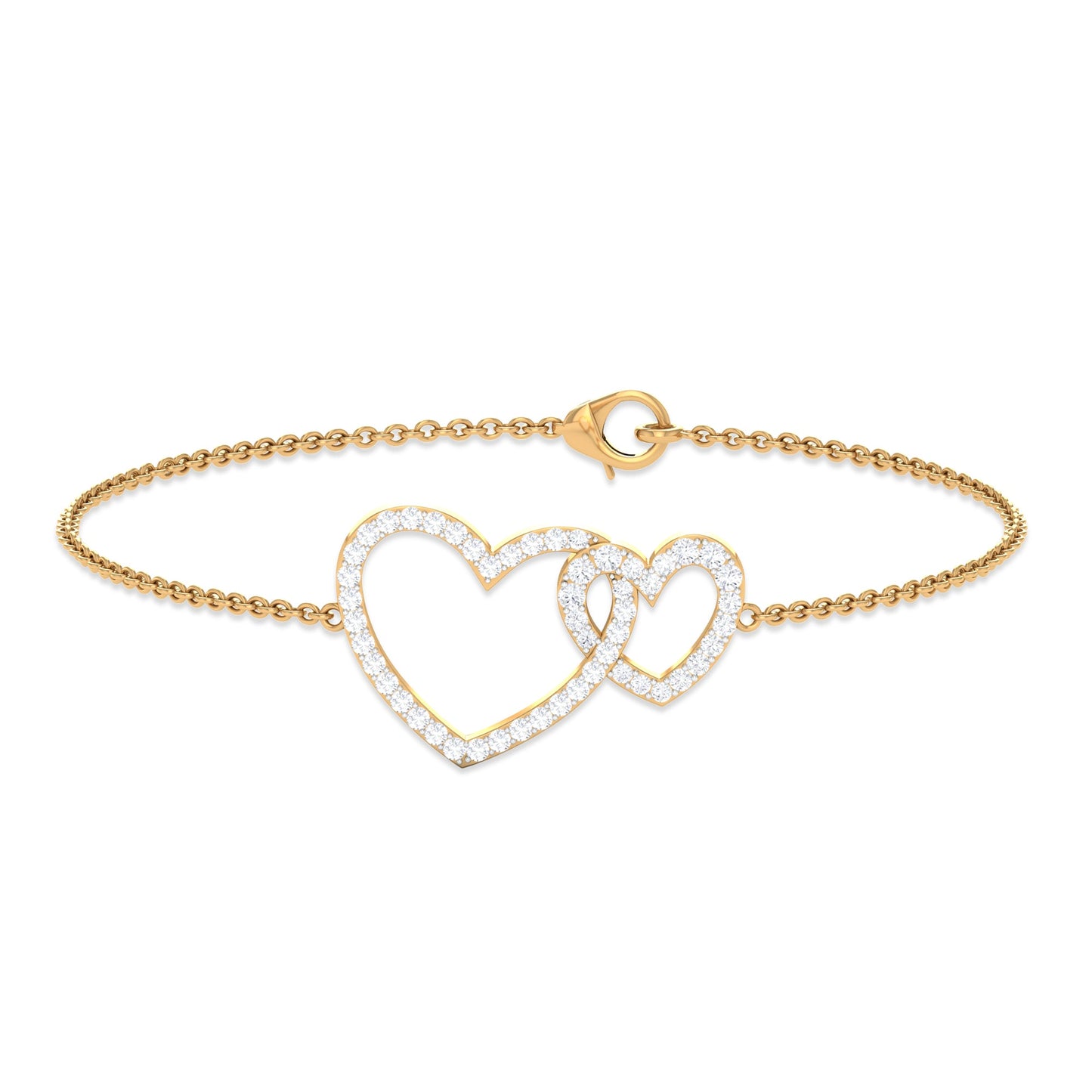 Natural Diamond Two Heart Bracelet for Women