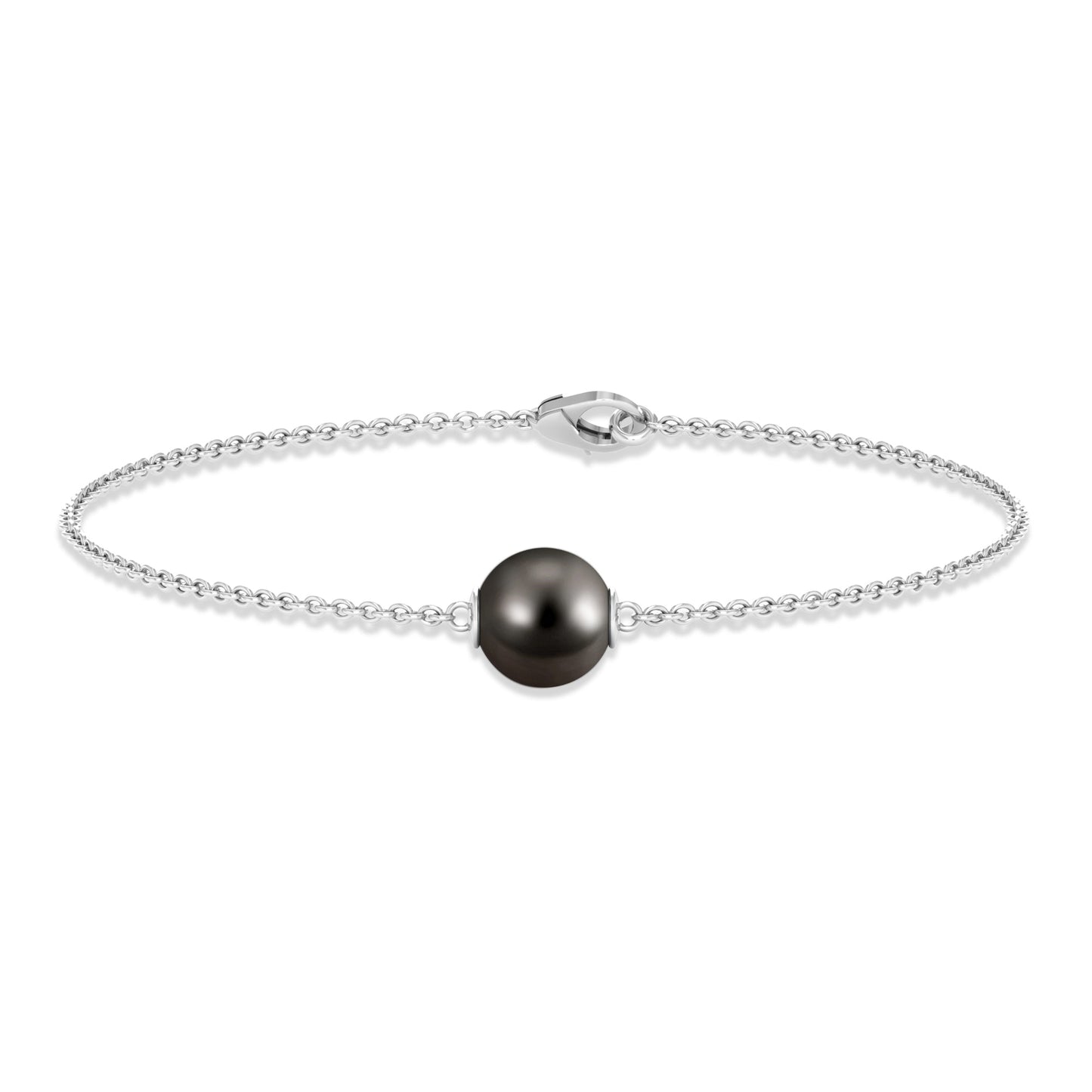 7.5 Carat Solitaire Tahitian Black Pearl Bracelet with Lobster Clasp