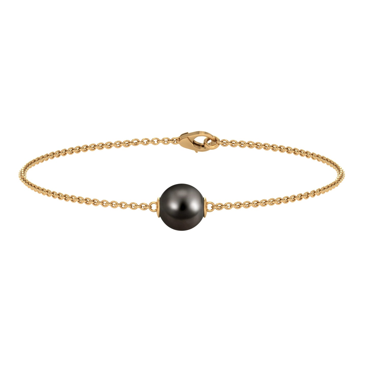 7.5 Carat Solitaire Tahitian Black Pearl Bracelet with Lobster Clasp