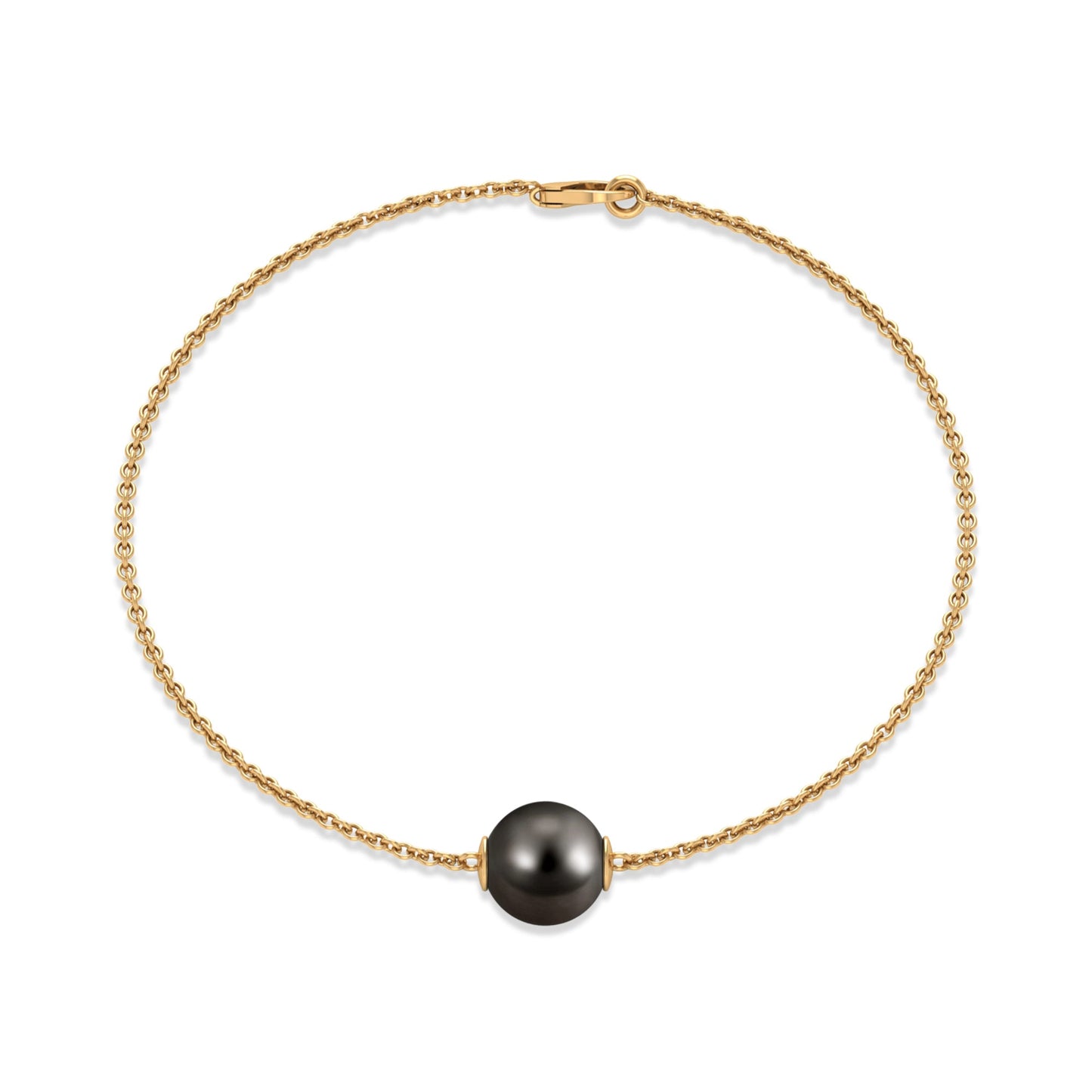 7.5 Carat Solitaire Tahitian Black Pearl Bracelet with Lobster Clasp