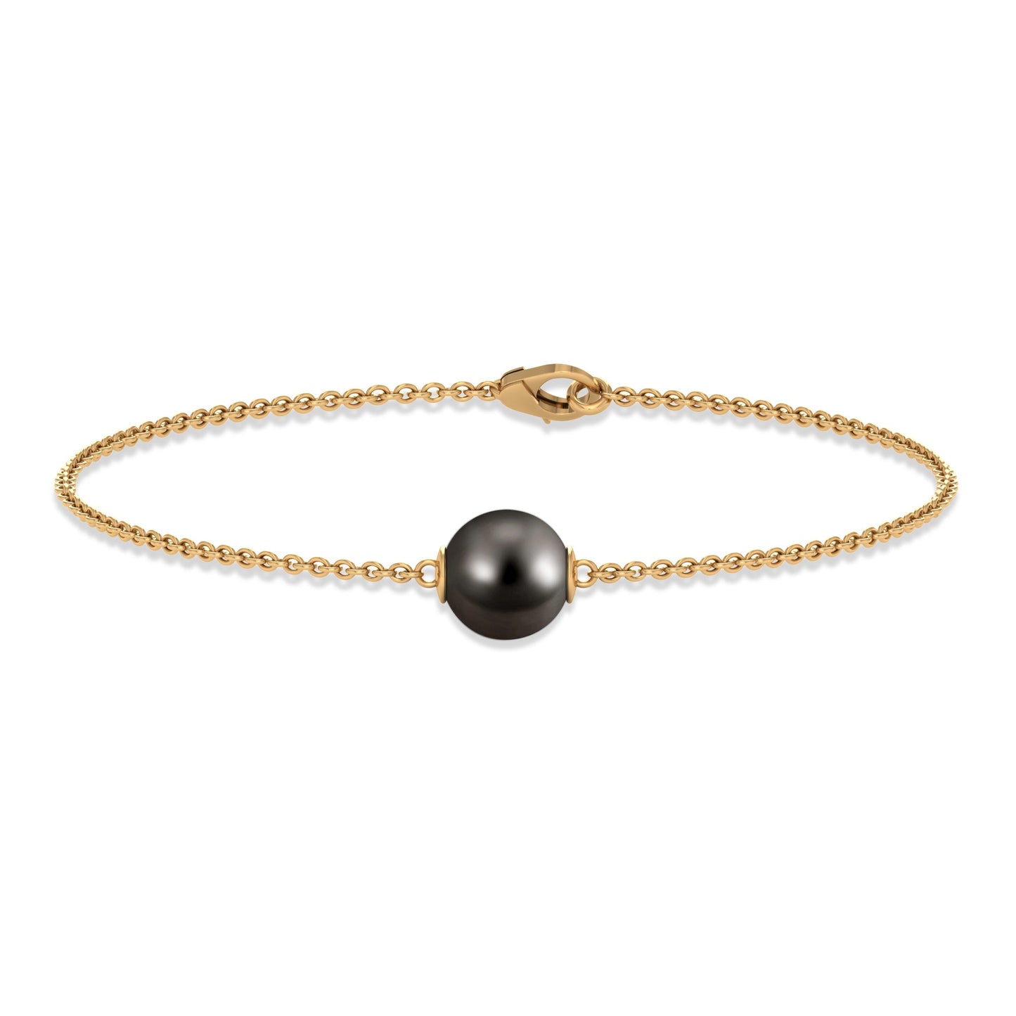 7.5 Carat Solitaire Tahitian Black Pearl Bracelet with Lobster Clasp