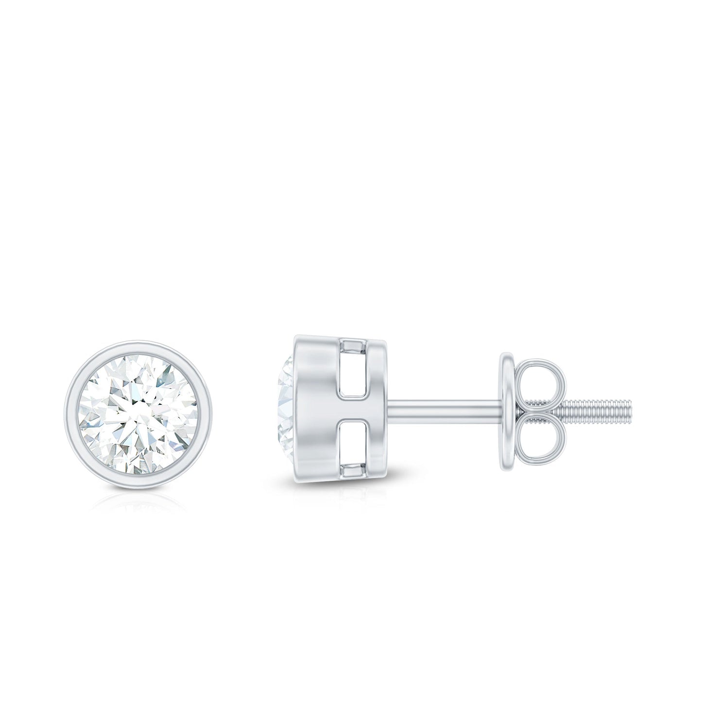 Dainty Moissanite Solitaire Stud Earrings in Bezel Setting