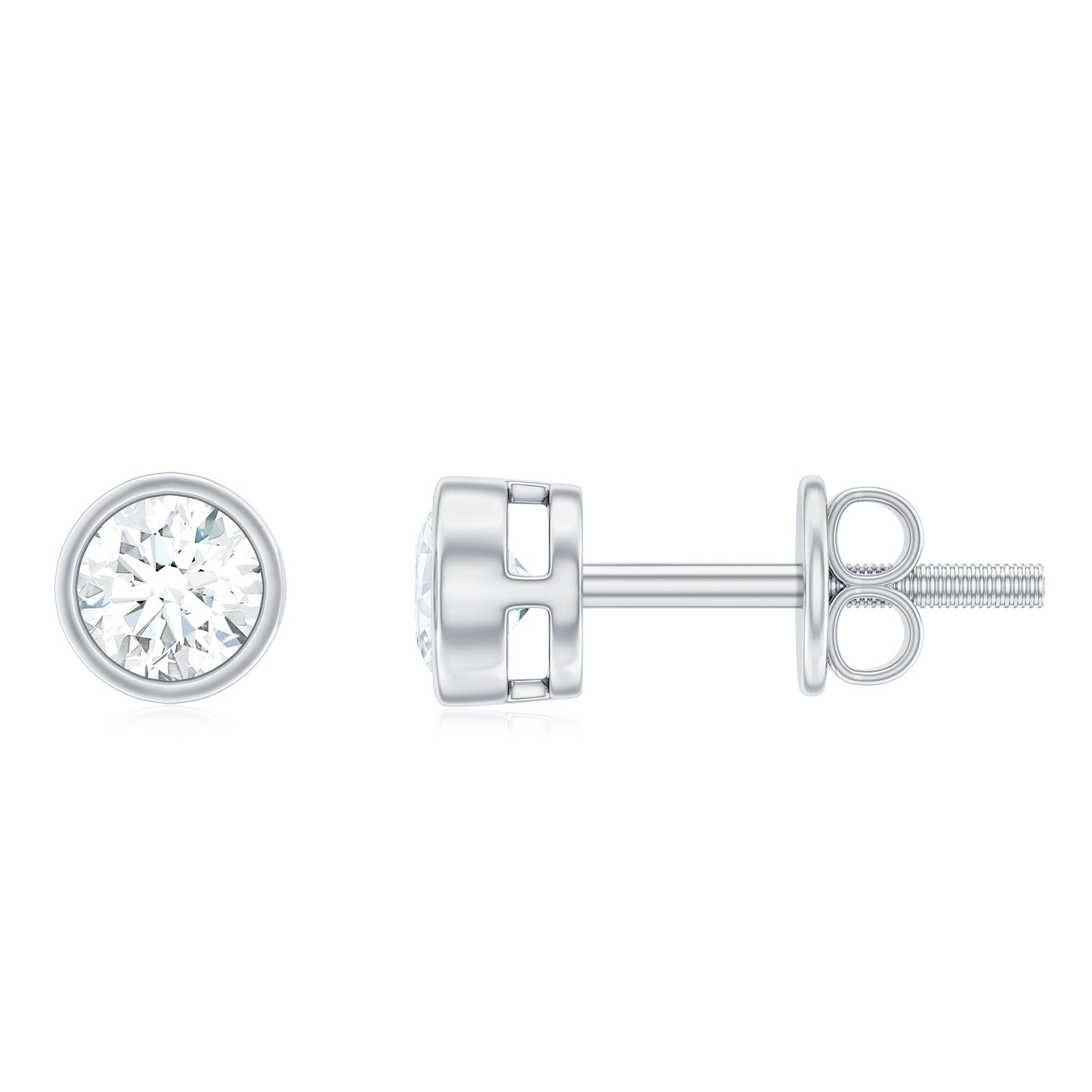 Minimal Bezel Set Diamond Everyday Earrings with Screw Back