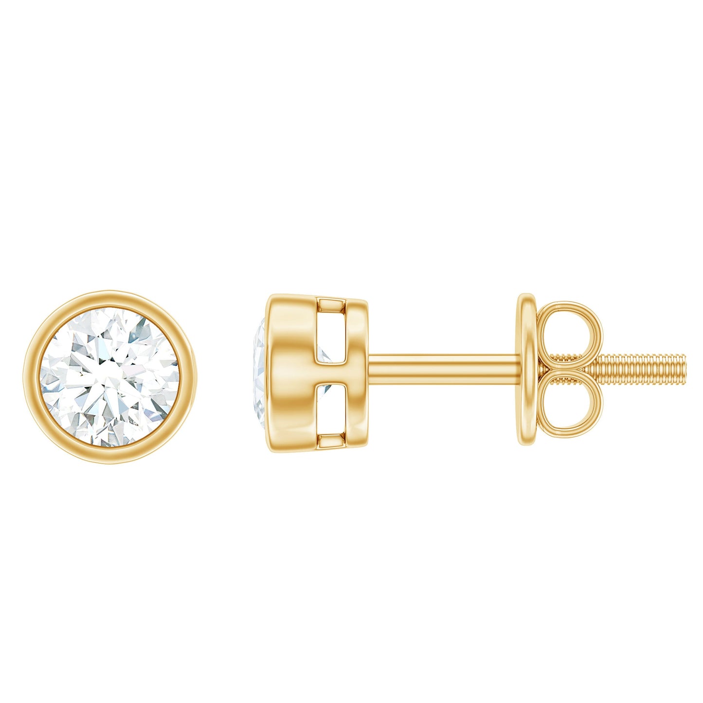 Minimal Bezel Set Diamond Everyday Earrings with Screw Back