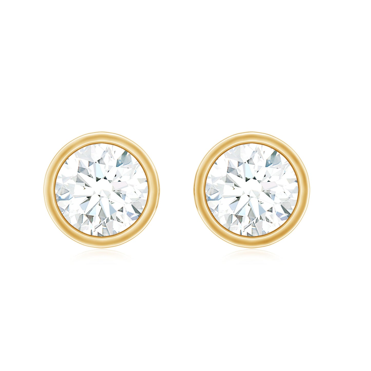 Minimal Bezel Set Diamond Everyday Earrings with Screw Back