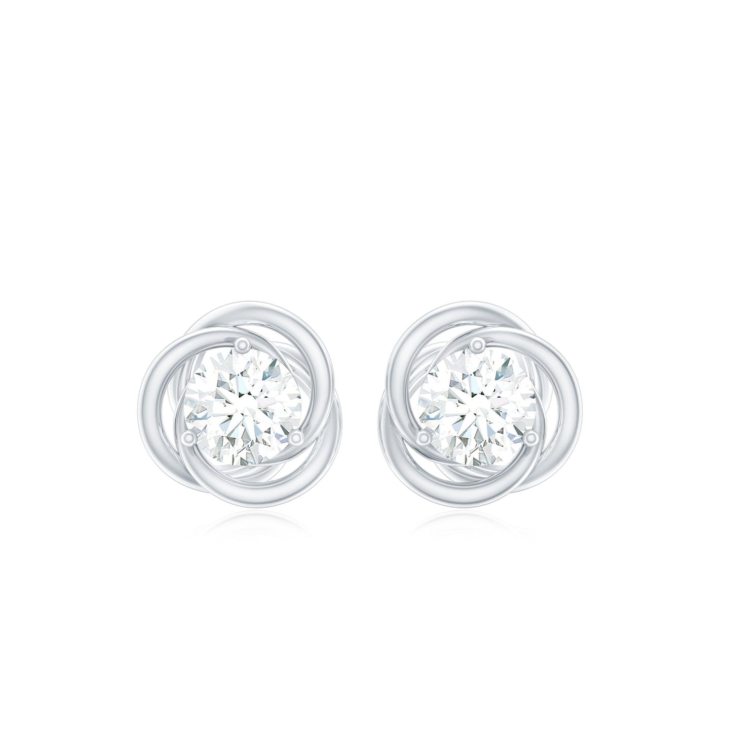 Real Diamond Swirl Stud Earrings for Women