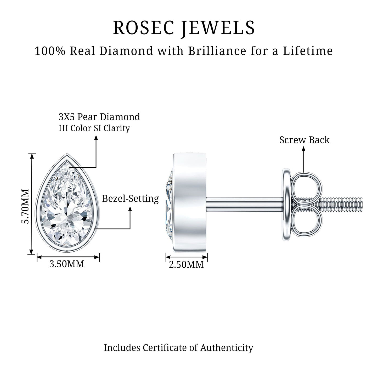 Bezel Set Diamond Tiny Stud Earrings