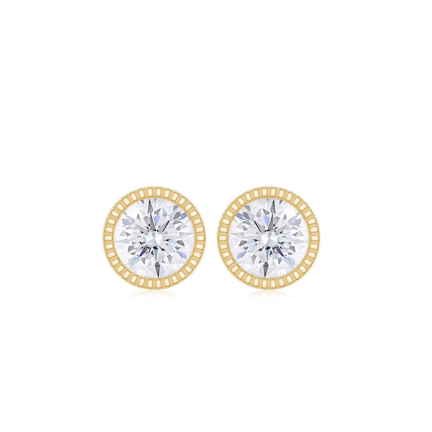 Round Diamond Solitaire Stud Earrings in Bezel Setting