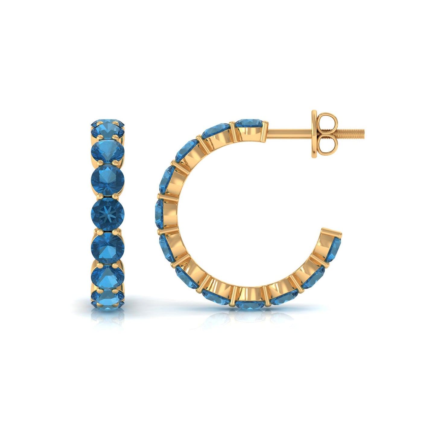 Real London Blue Topaz Hoop Earrings For Women