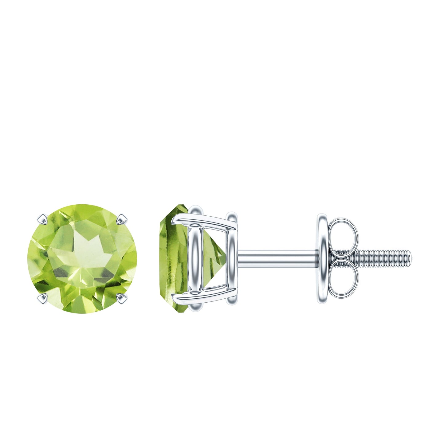 Natural 1 Carat Peridot Stud Earrings with Screw Back