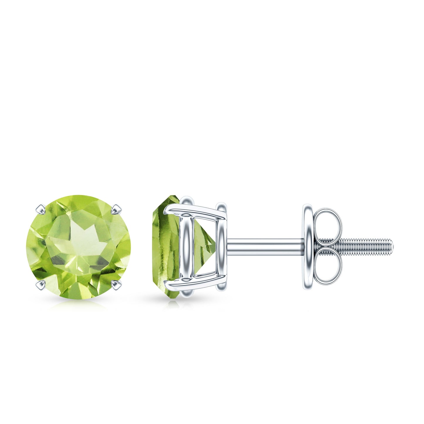 Natural 1 Carat Peridot Stud Earrings with Screw Back