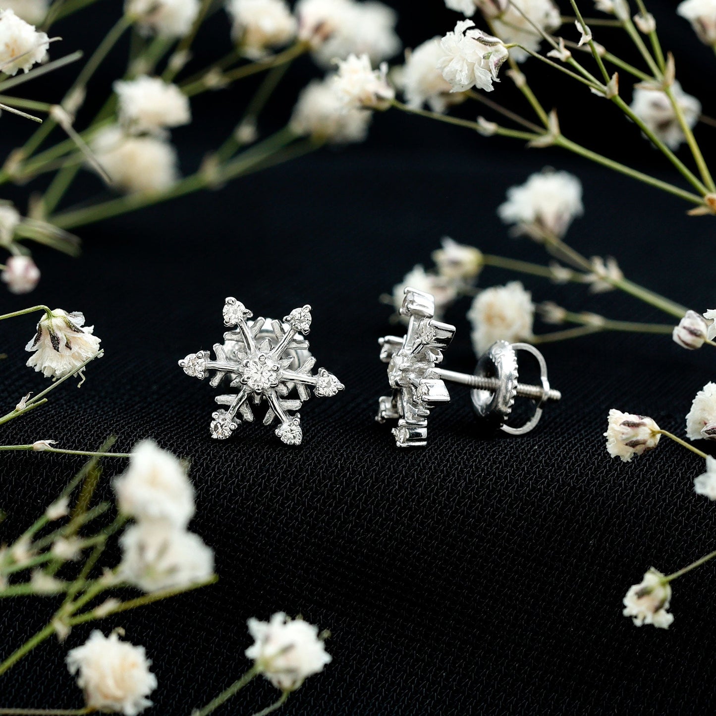 Diamond Snowflake Christmas Earrings