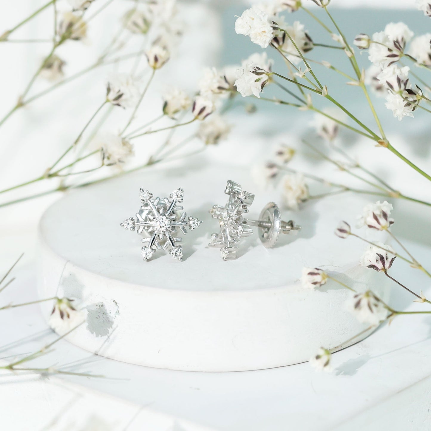 Diamond Snowflake Christmas Earrings